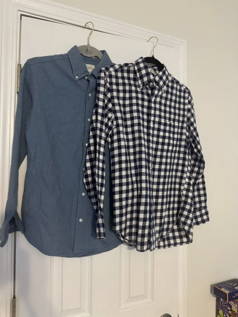 J.‎ Crew Men's Blue Solid and Navy White Gingham Button-Down Shirts