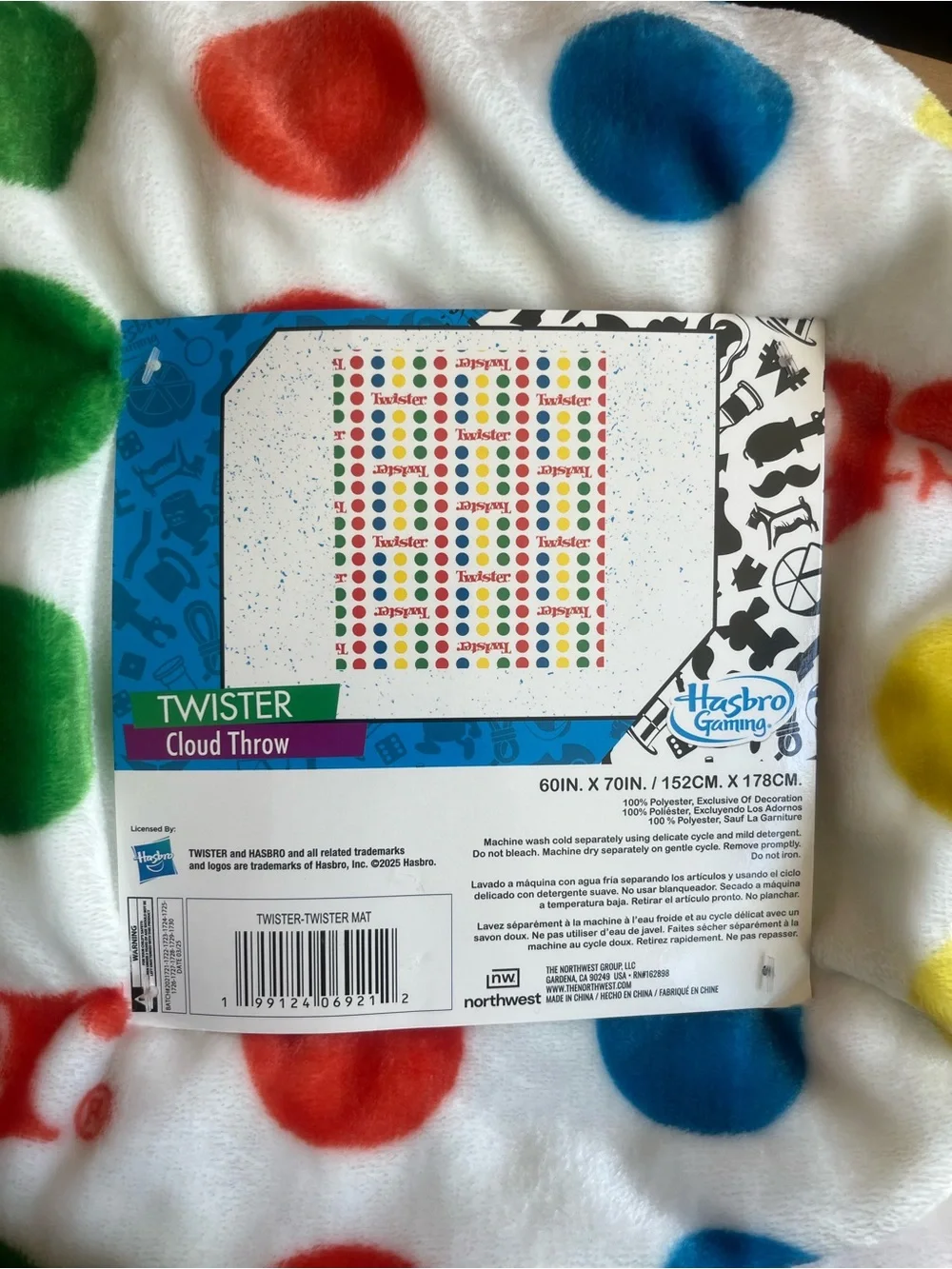 Hasbro Twister Soft Plush Throw Blanket NWT