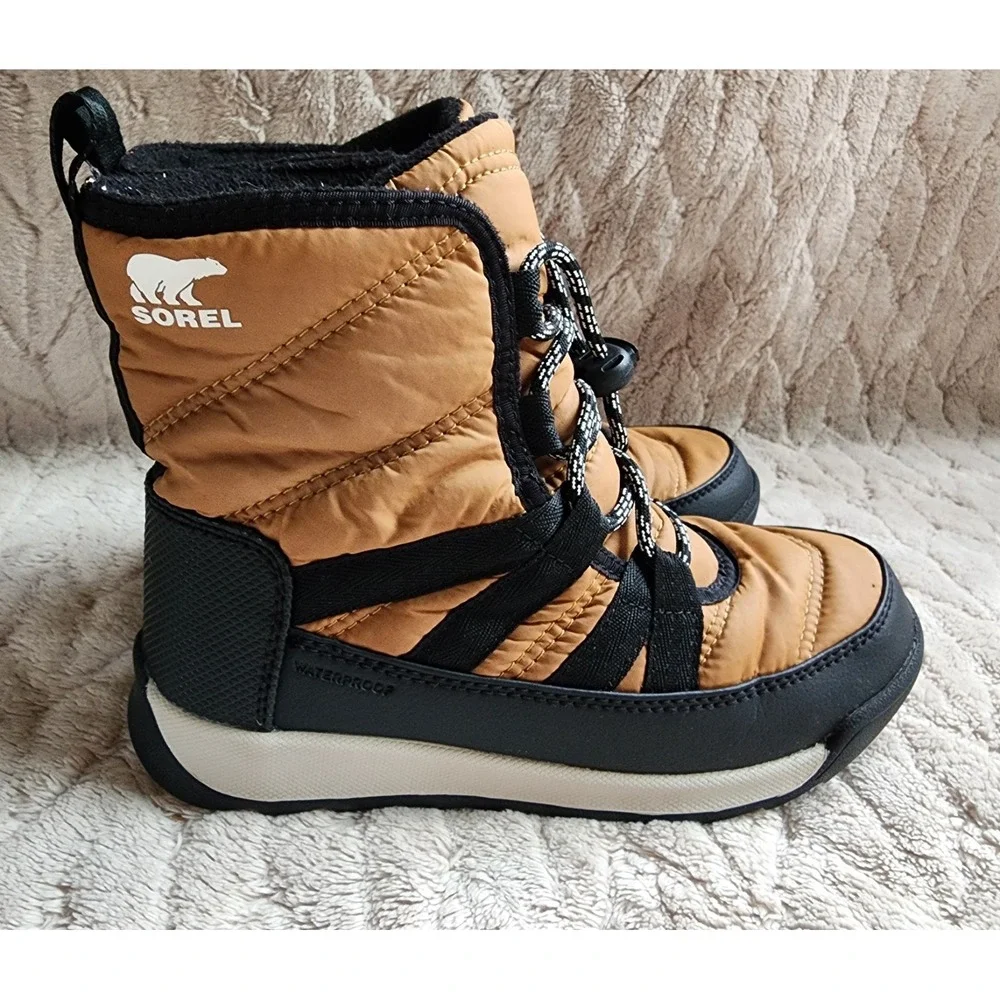 Sorel Whitney II Short Lace Boots Tawny Buff Youth 2 Kids Girls Waterproof Snow