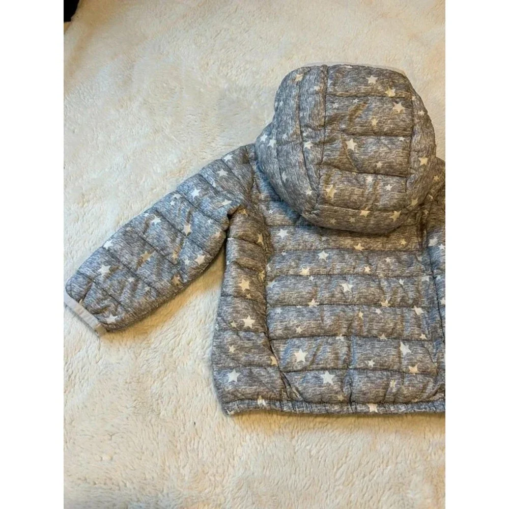 Baby GAP Primaloft Down Alternative 2T Grey Cream Stars Puffer Jacket
