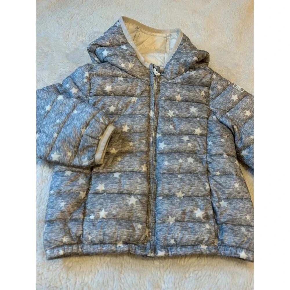 Baby GAP Primaloft Down Alternative 2T Grey Cream Stars Puffer Jacket