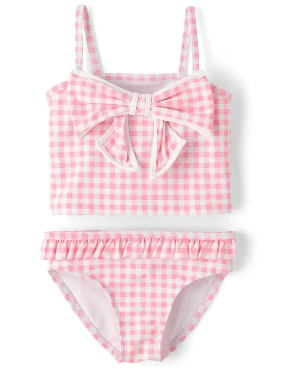 Gymboree Girls Pink Gingham Bow Tankini Swimsuit Size 8 NWOT