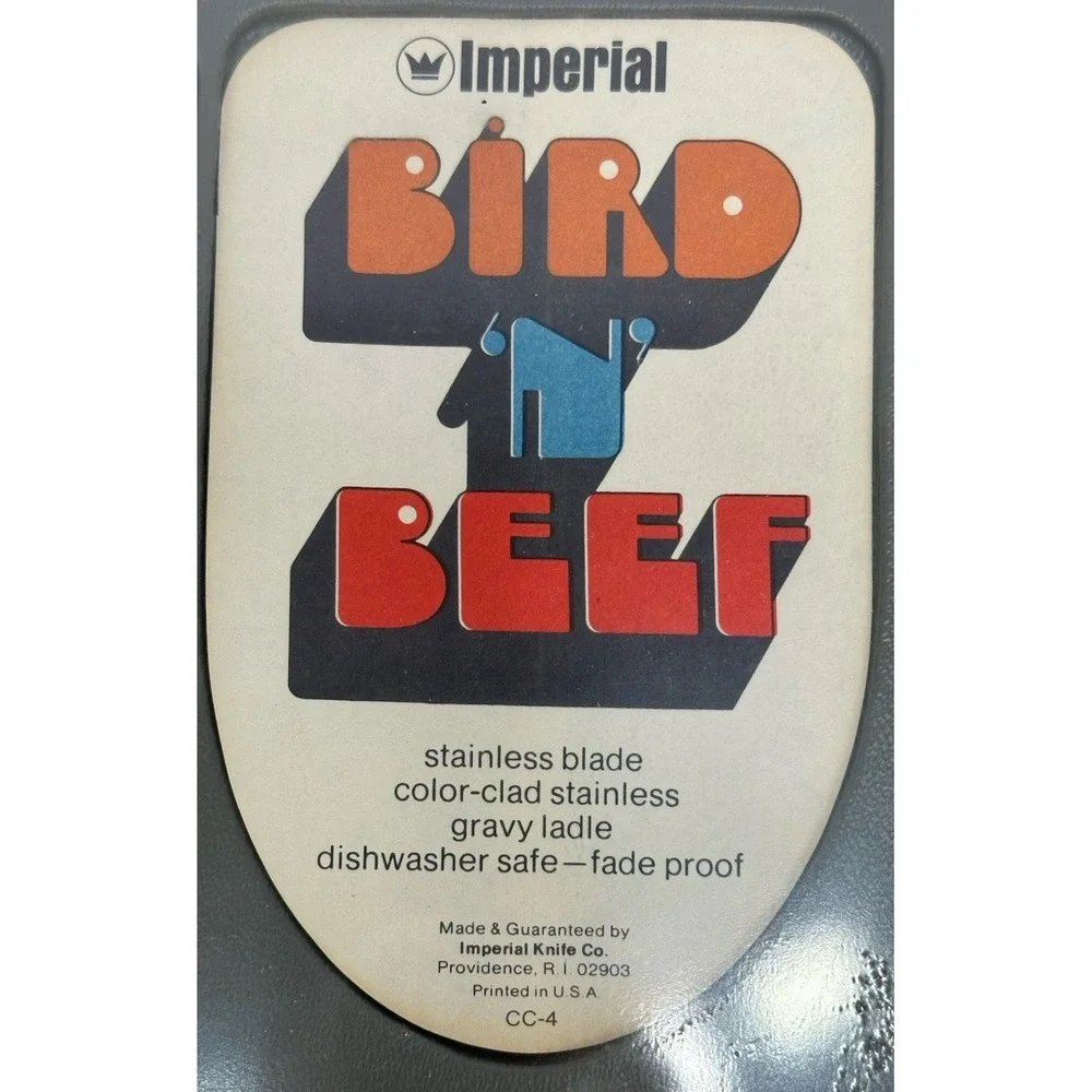 Vintage MCM Imperial Bird N Beef Orange USA Stainless Steel Original‎ Box