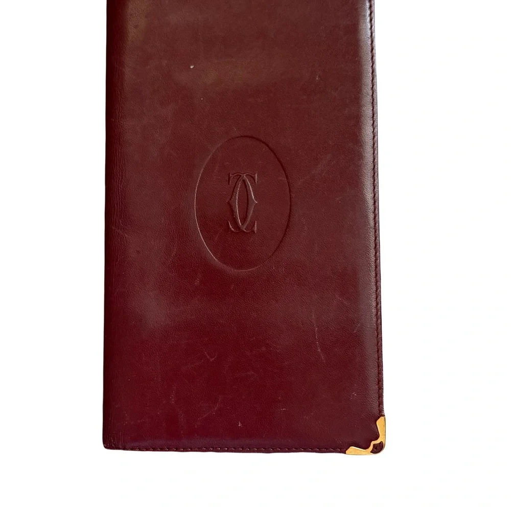 Cartier Red Leather Wallet with Gold Logo