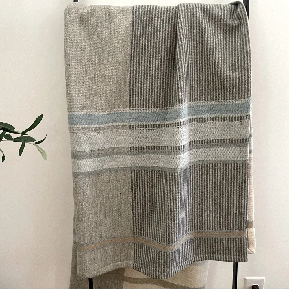 County Brook Lancashire England Handwoven Wool Throw Gray - NEW