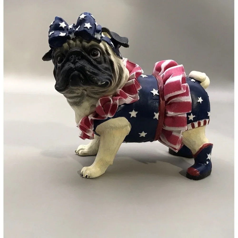 Westland‎ Patriotic Pug Lace Tutu And Collar With Cowboy Boots