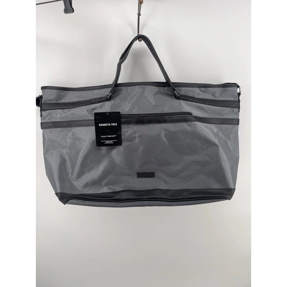 Kenneth‎ Cole Gray Black Weekender Travel Duffel Tote Bag New With Tag