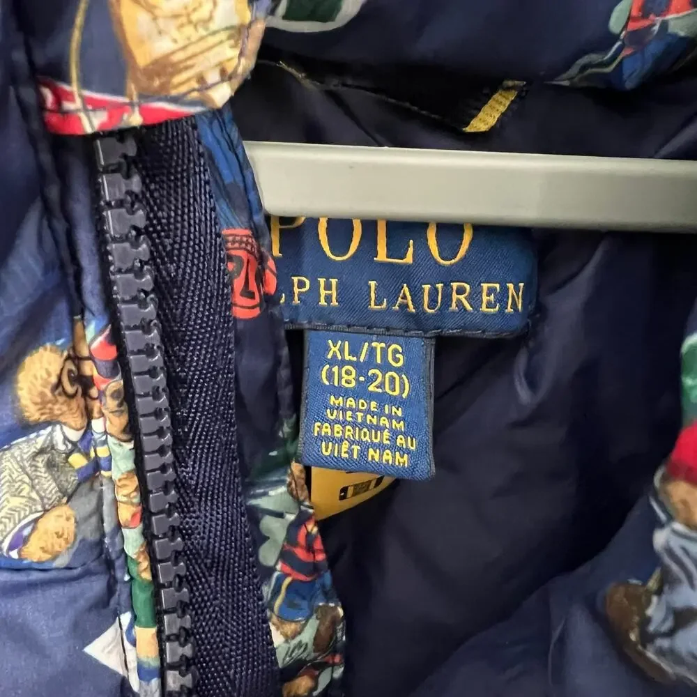 Polo Ralph Lauren Polo Bear Puffer Jacket XL (18-20)‎ Navy Blue
