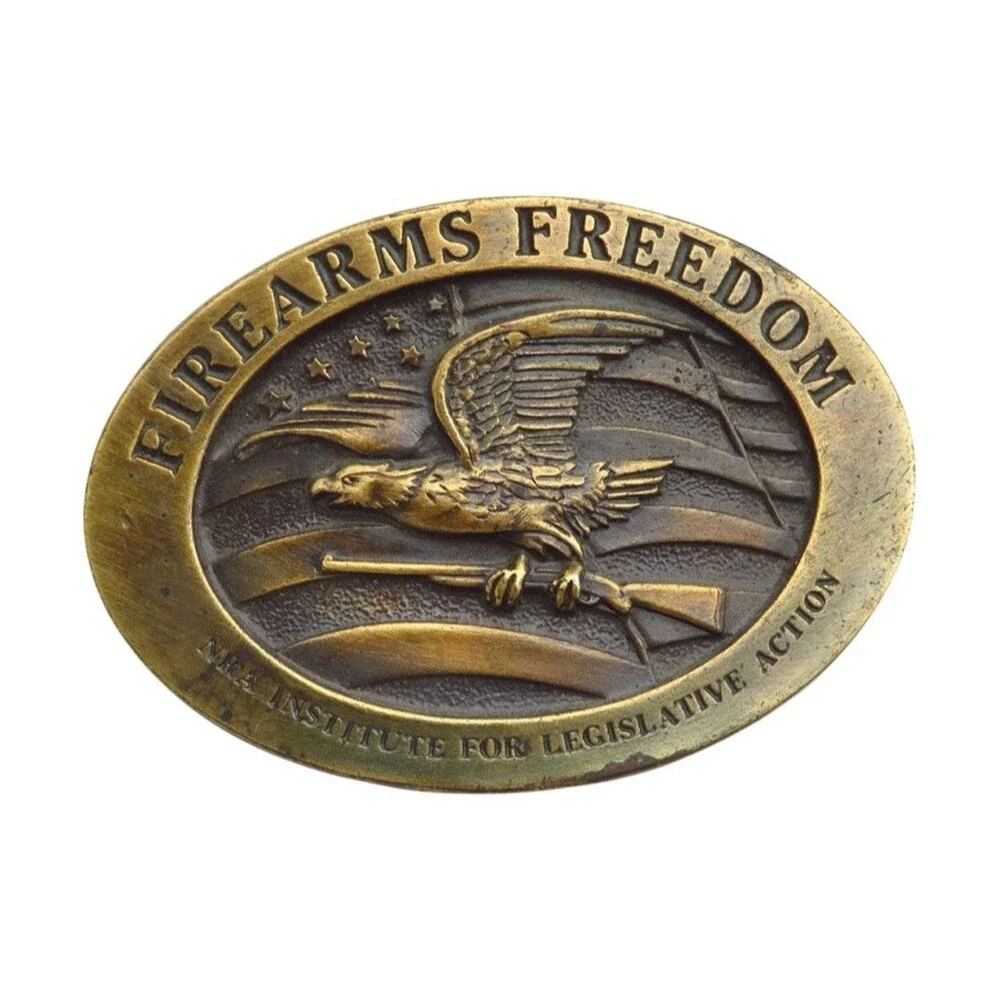 Vintage NRA Firearms Freedom Brass Belt Buckle Institute For Legislative Action
