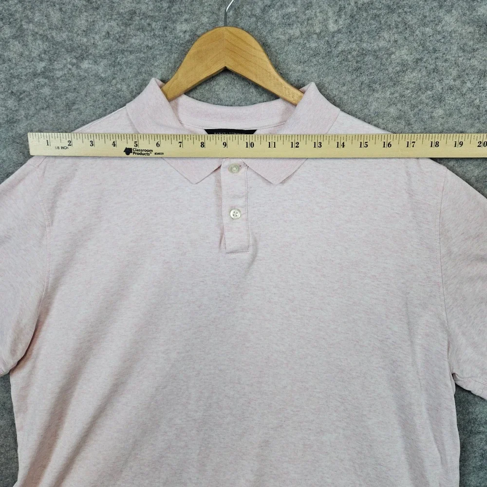 Banana Republic Heathered Pink Polo Shirt Size L Luxe Touch‎ Performance FLAWED