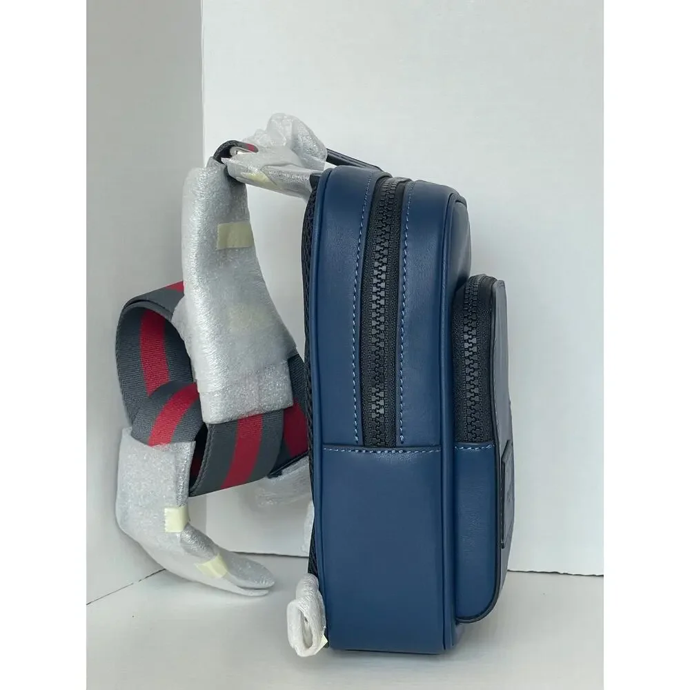 Coach Racer Sling Pack CDC85 Leather Varsity Stripe Crossbody Bag