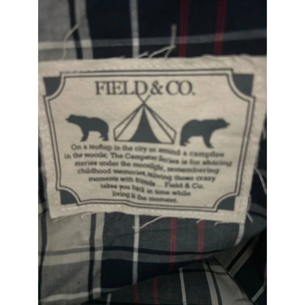 Field & Co Campster Wool Duffel Bag Charcoal Grey Plaid Lined Hilton Travel Gym