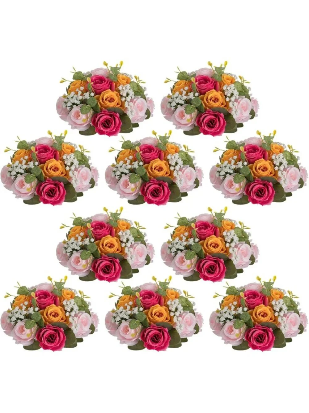 Vibrant Hot Pink & Orange Flower Ball Centerpieces for Table Decor, Wedding