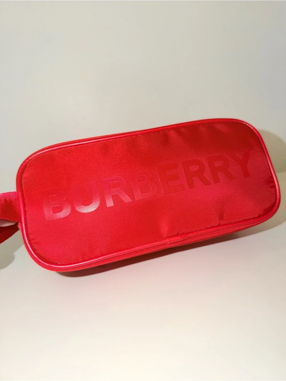 Burberry Red Nylon Make-Up Toiletry Pouch