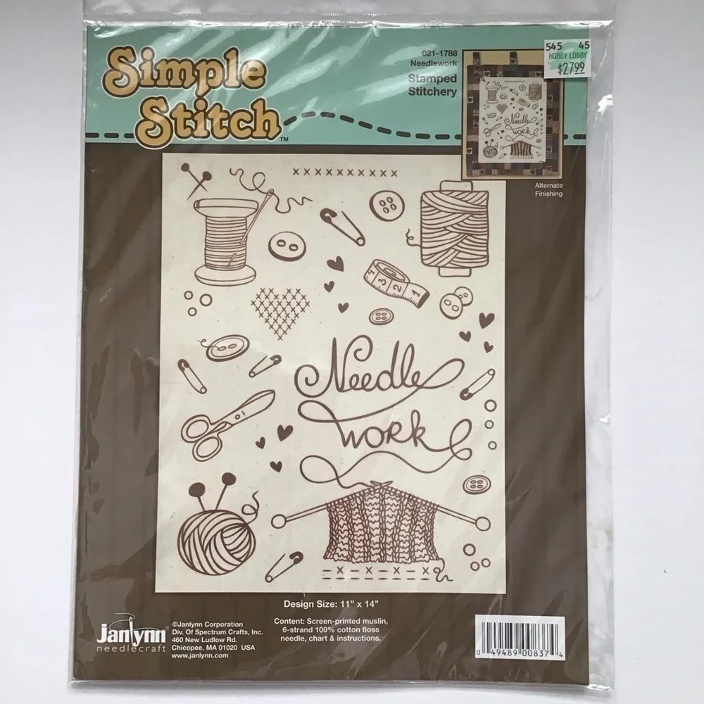 Sewing Theme Simple Stitch NEEDLEWORK Stamped Stitch Kit 11