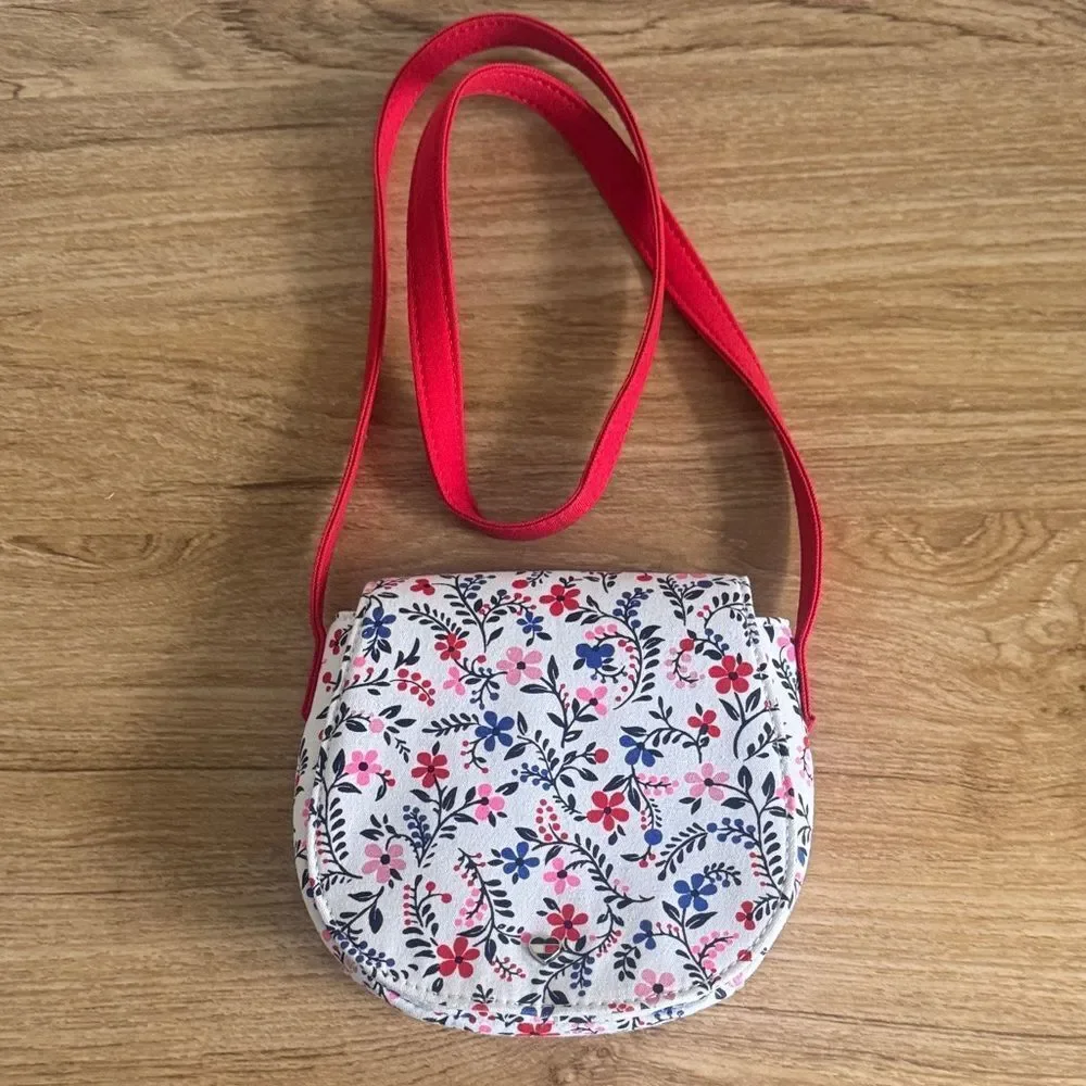 Tommy Hilfiger kid’s Adorable Cotton Floral Crossbody Bag with Red Strap NWOT