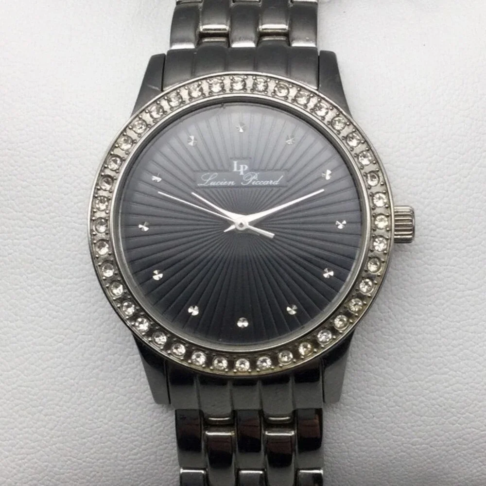 Lucien Piccard Monte Velan Womens Watch 31mm Black Crystal New Battery 8.25