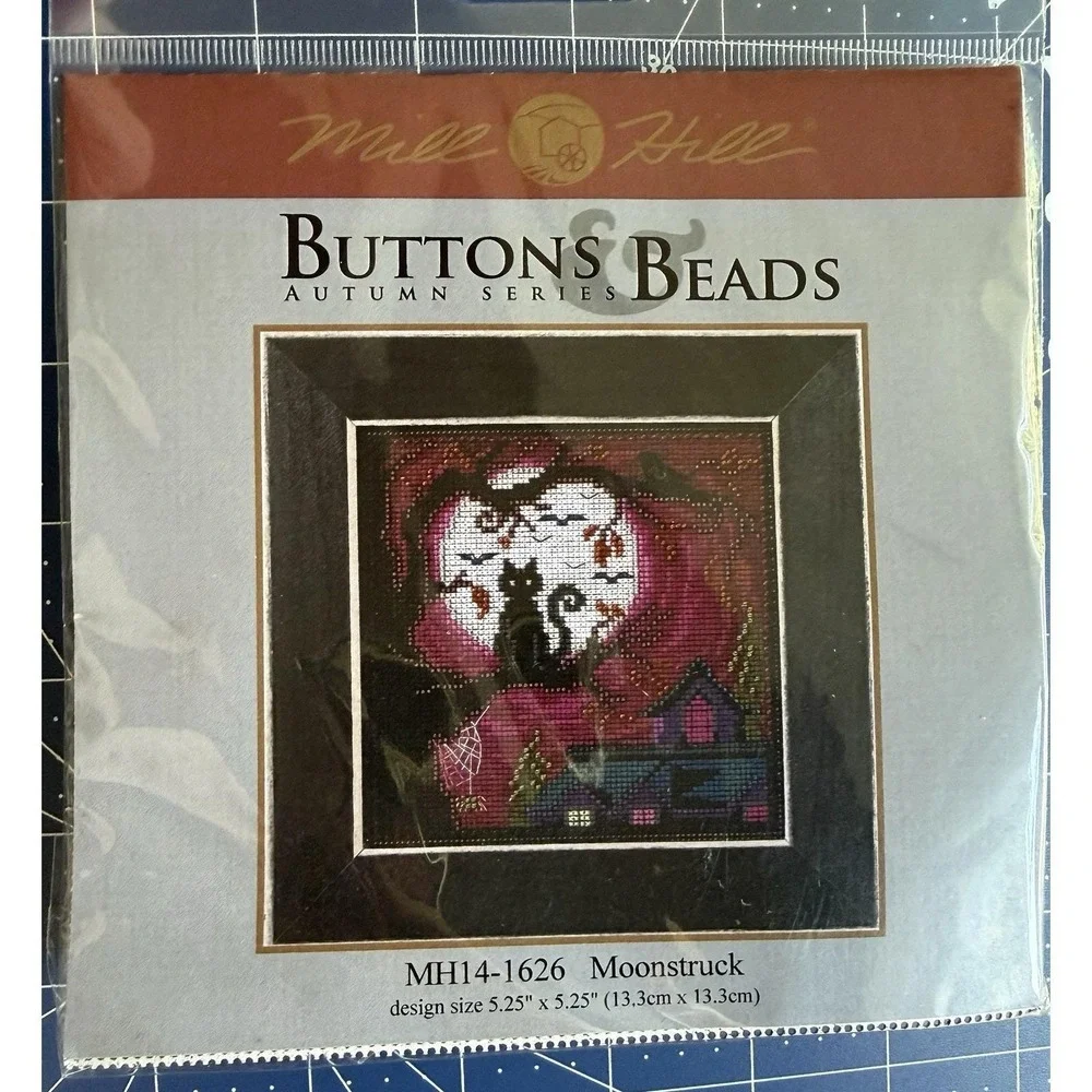 Mill‎ Hill Autumn Series Buttons Beads Moonstruck Cross Stitch Kit w Bird Button