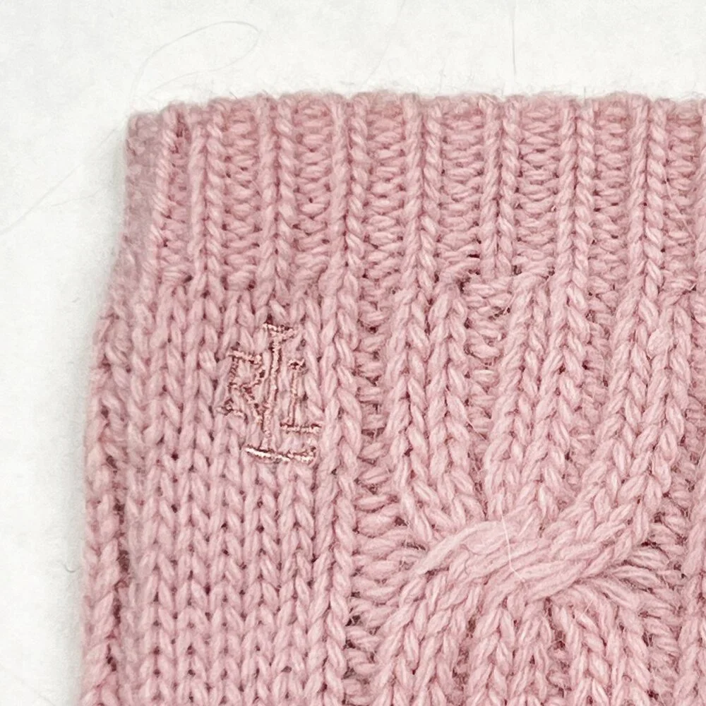 Y2K Vintage Lauren Ralph Lauren Lambswool Angora Cable‎ Knit Gloves Pink NWOT