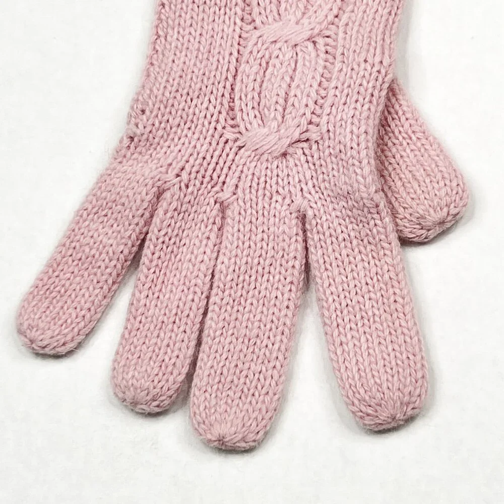 Y2K Vintage Lauren Ralph Lauren Lambswool Angora Cable‎ Knit Gloves Pink NWOT