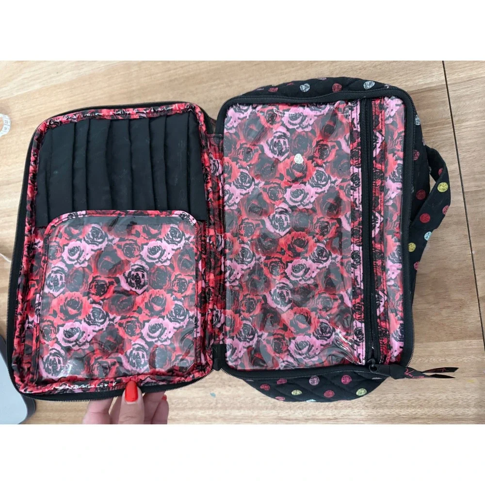 Vera Bradley Quilted Havana Dots Black Makeup Bag Polka Dot Travel Organizer