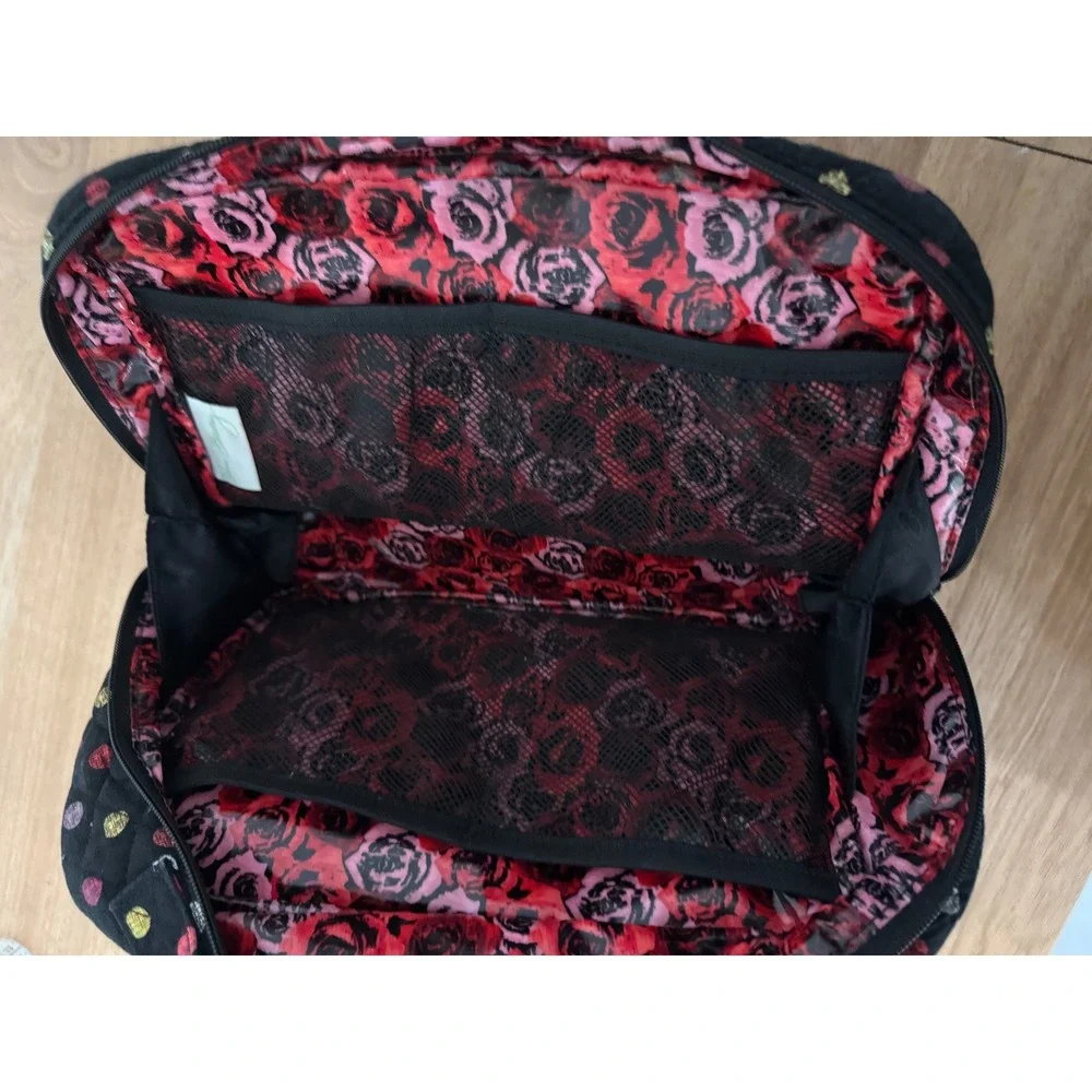 Vera Bradley Quilted Havana Dots Black Makeup Bag Polka Dot Travel Organizer
