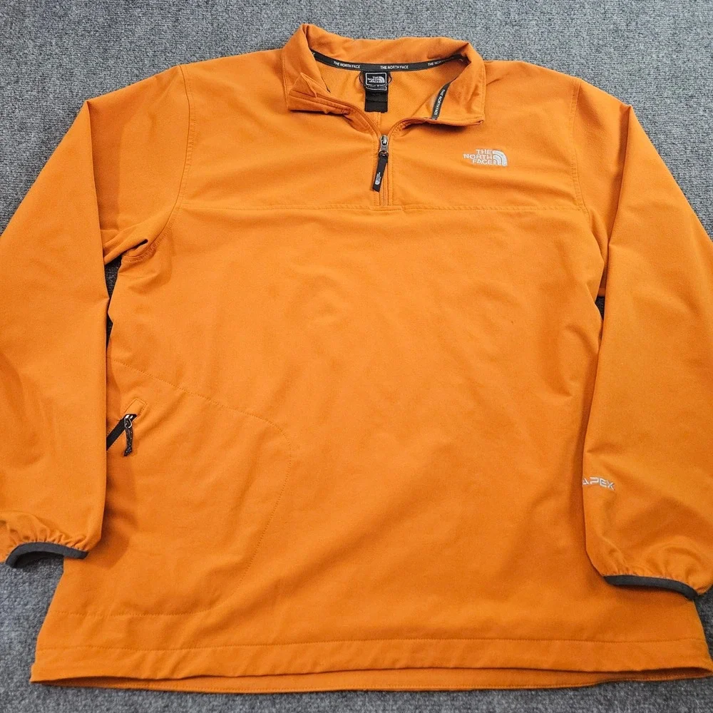 The North Face Apex Pullover Mens XL Orange 1/4 Zip Softshell‎ Jacket Hiking