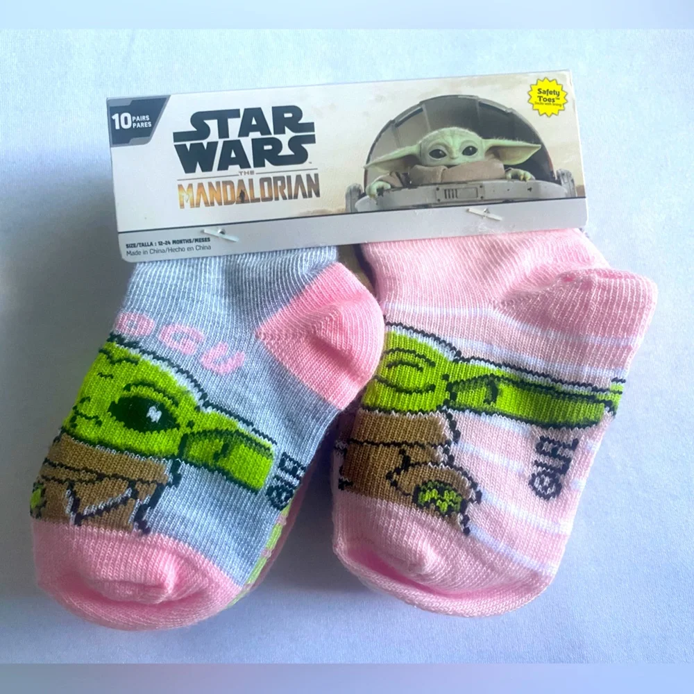 10pk Safety Toes Sock With Lining Baby Girls Size‎ 12-14 Months