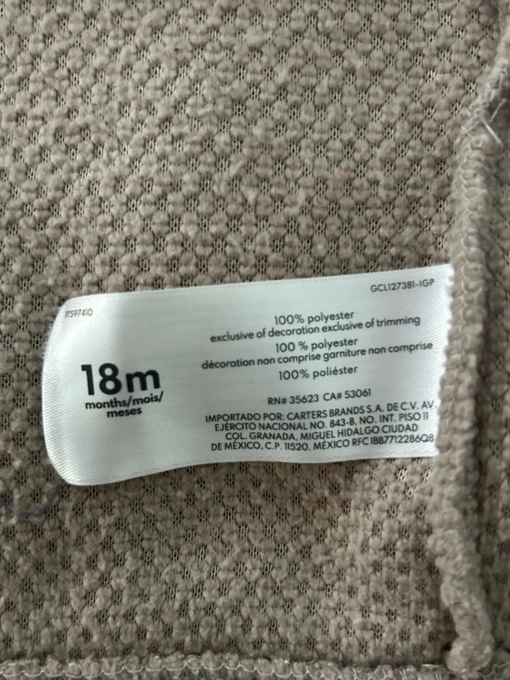 Carters soft sherpa