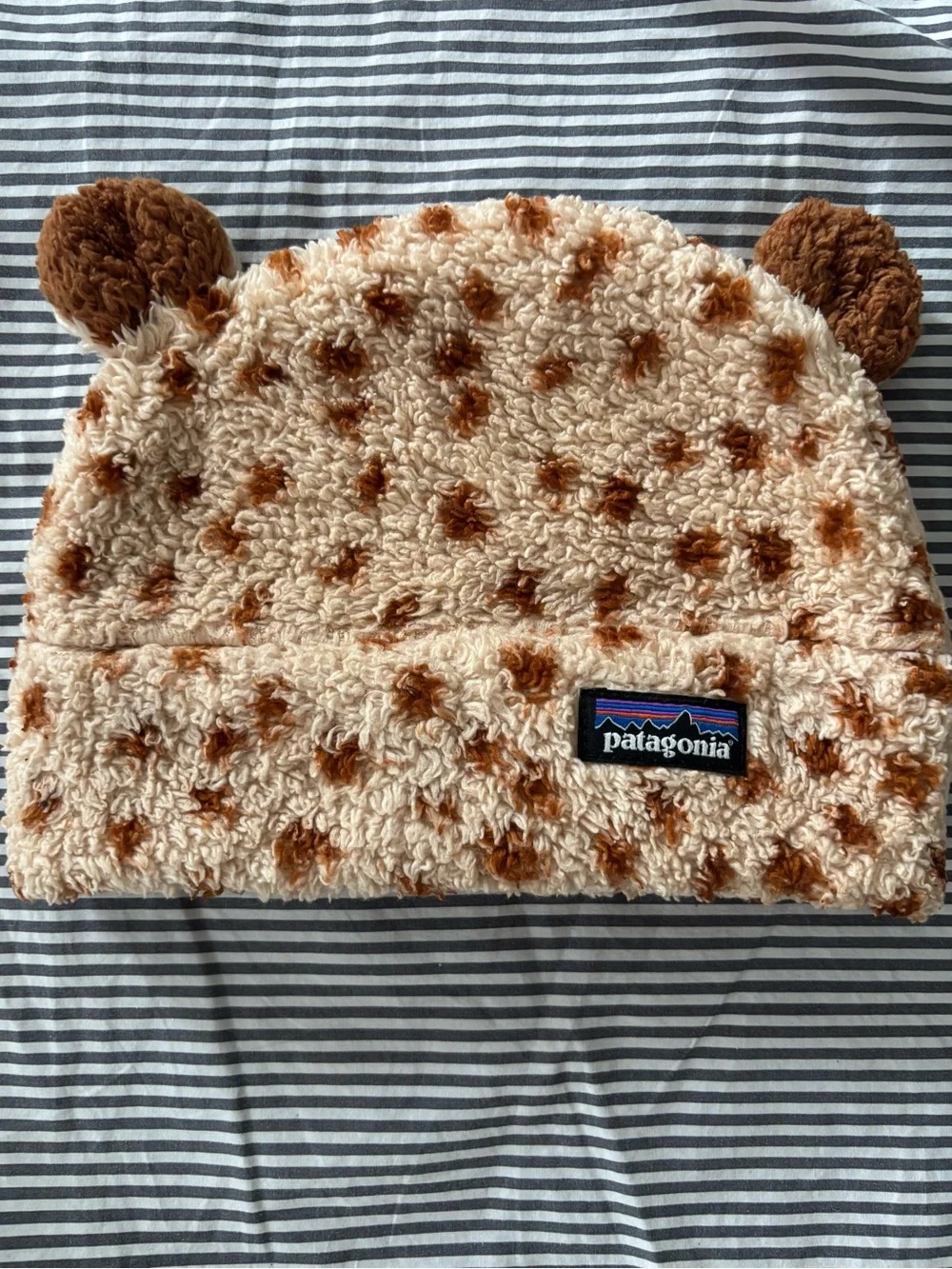 Patagonia Cream & Brown Sherpa Bear-Ear Baby / Todder Beanie