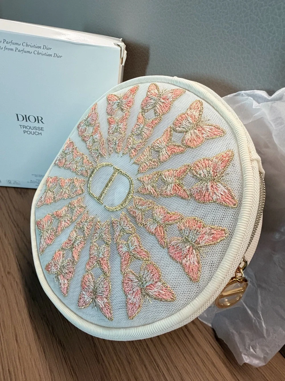 DIOR GWP Beauty 2026 Mother’s Day Embroidered Butterflies Round Pouch