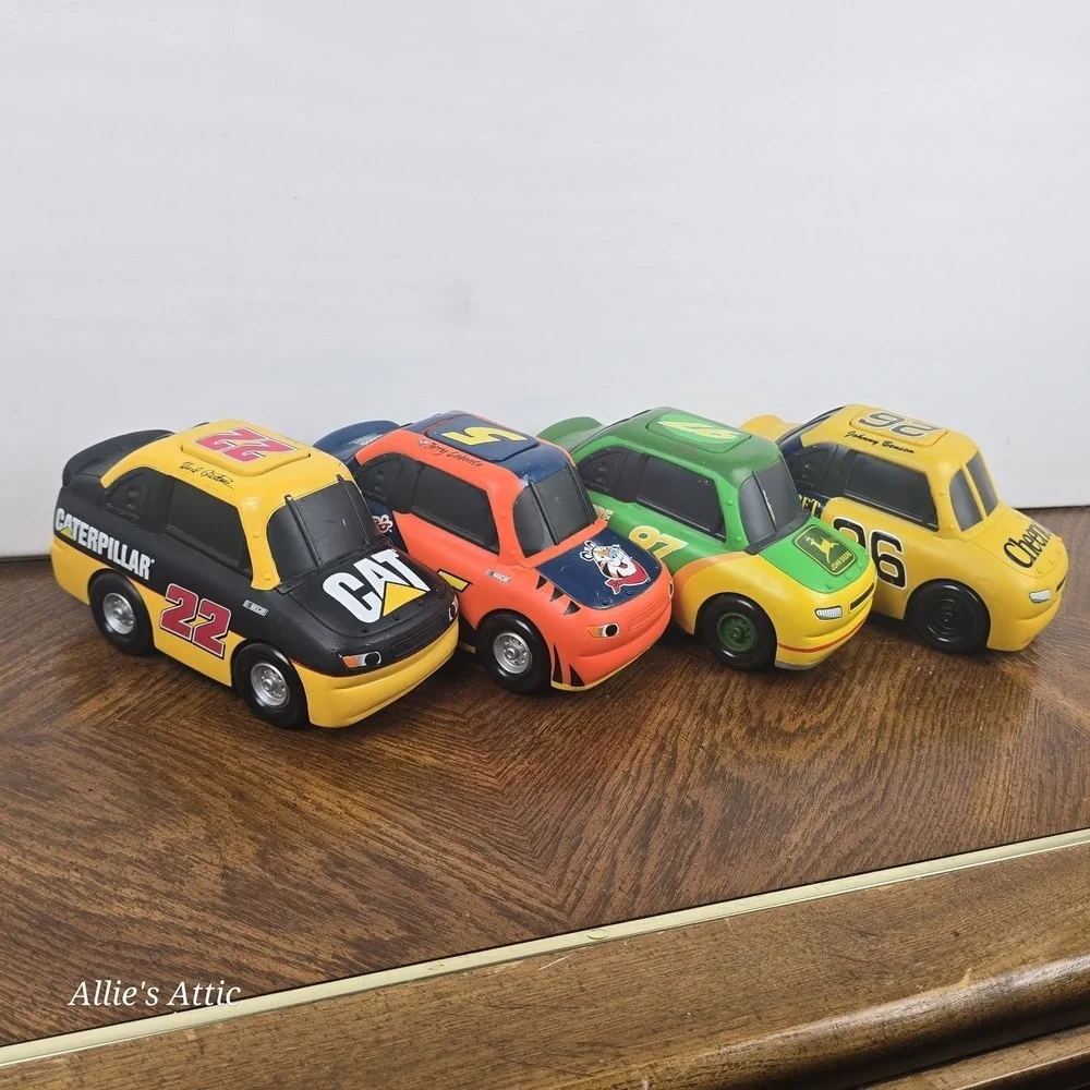 1998 Little Racers Push & Go Button Toy Racecars Baby Toddler John Deer NASCAR