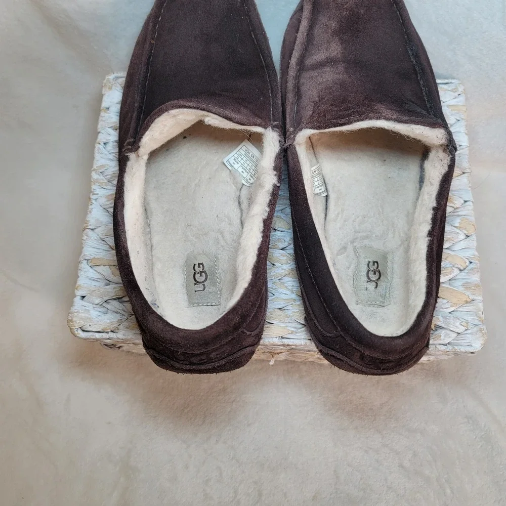 Ugg Ascot Loafer Outdoor Moccasin Brown Suede Casual Cabincore Men's 12 Sherpa‎