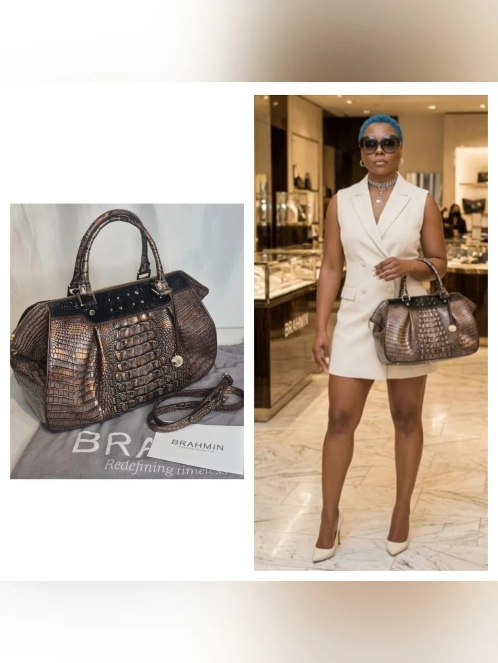 Brahmin FAYE Fall Tortoise Croc Embossed Handbag