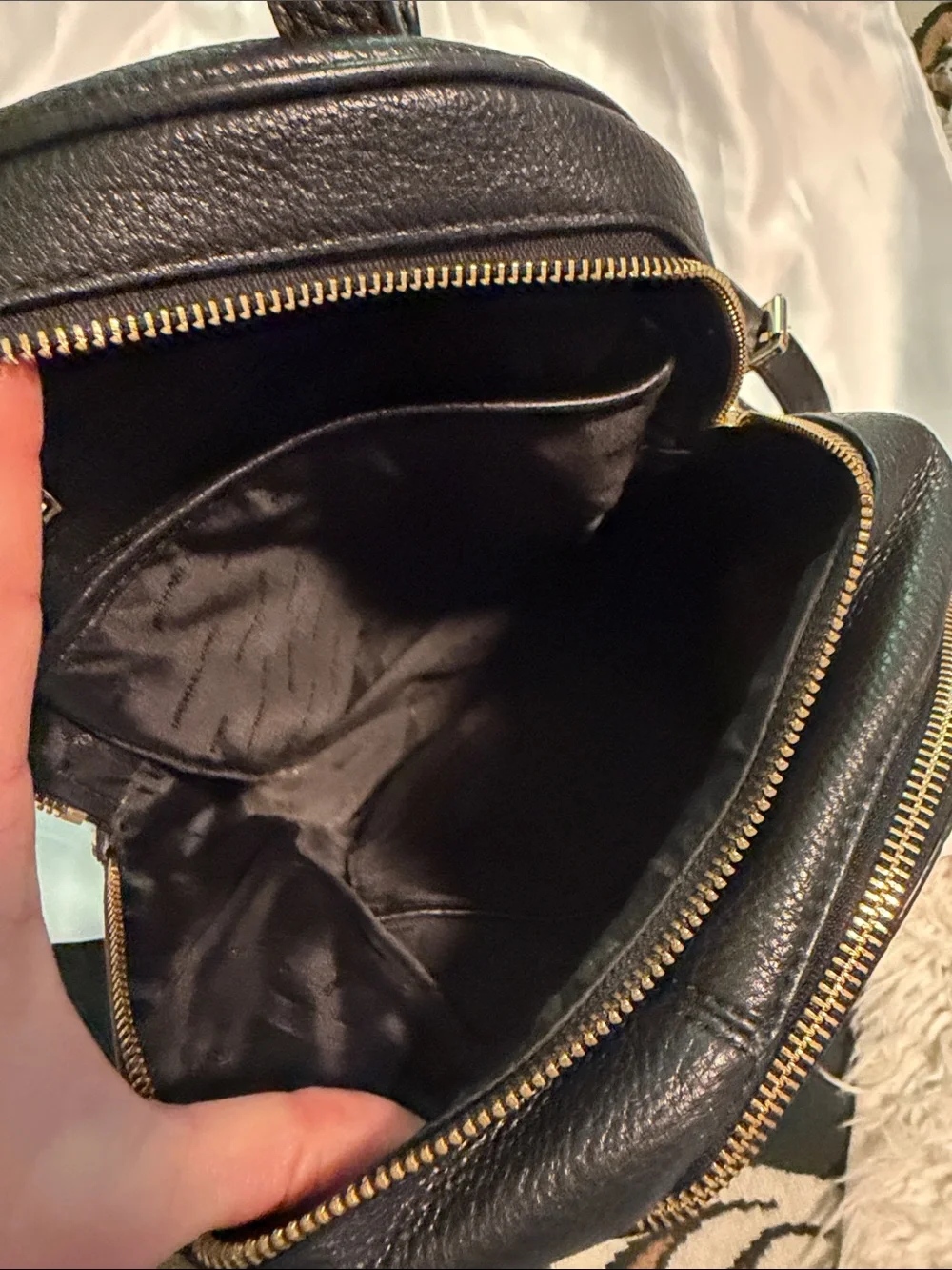 Michael Kors Black Leather Backpack with Gold Stud Details
