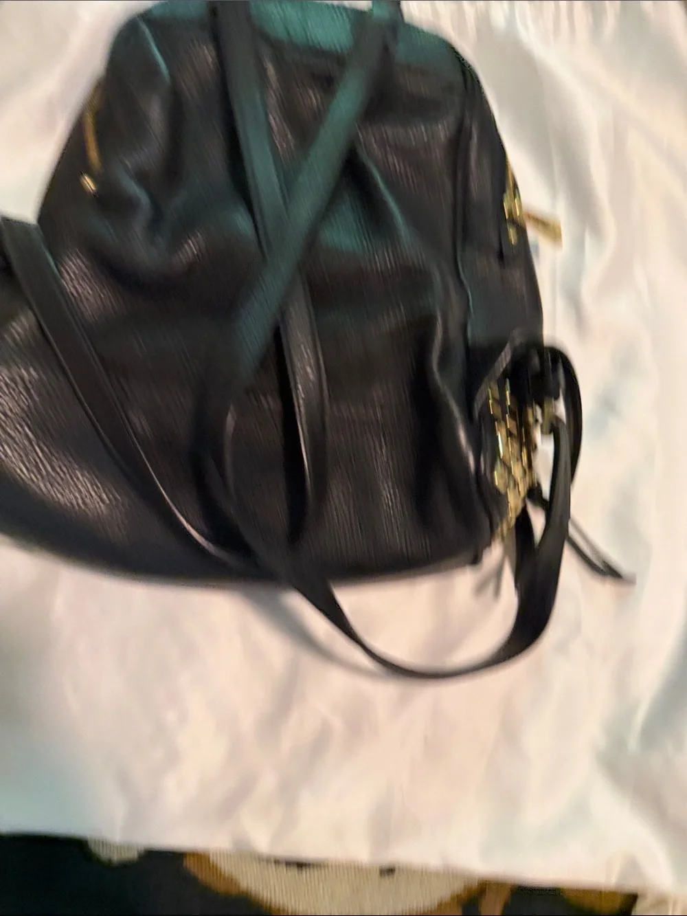 Michael Kors Black Leather Backpack with Gold Stud Details