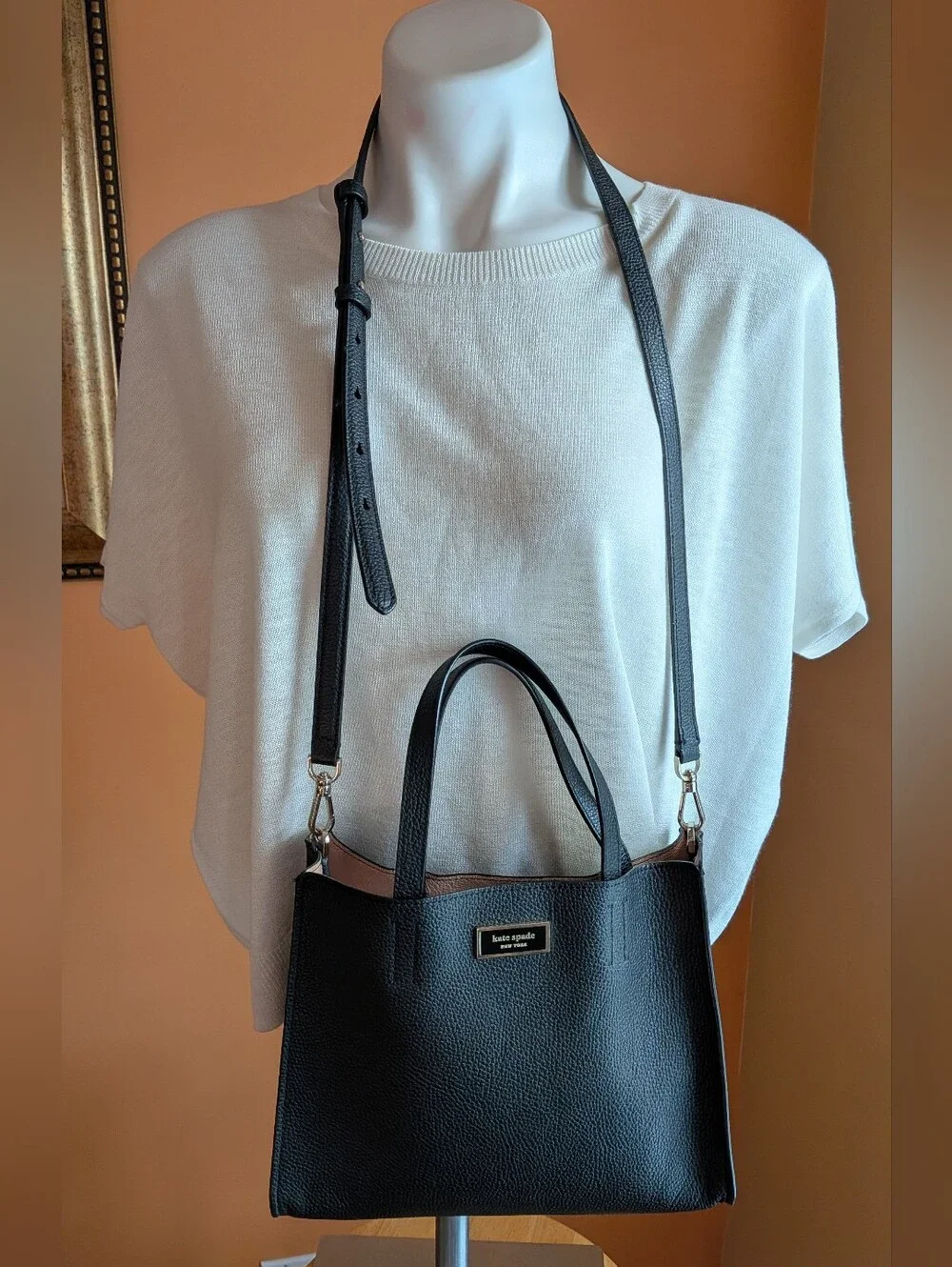 kate spade Black Pebbled Leather Satchel with Convertible Strap