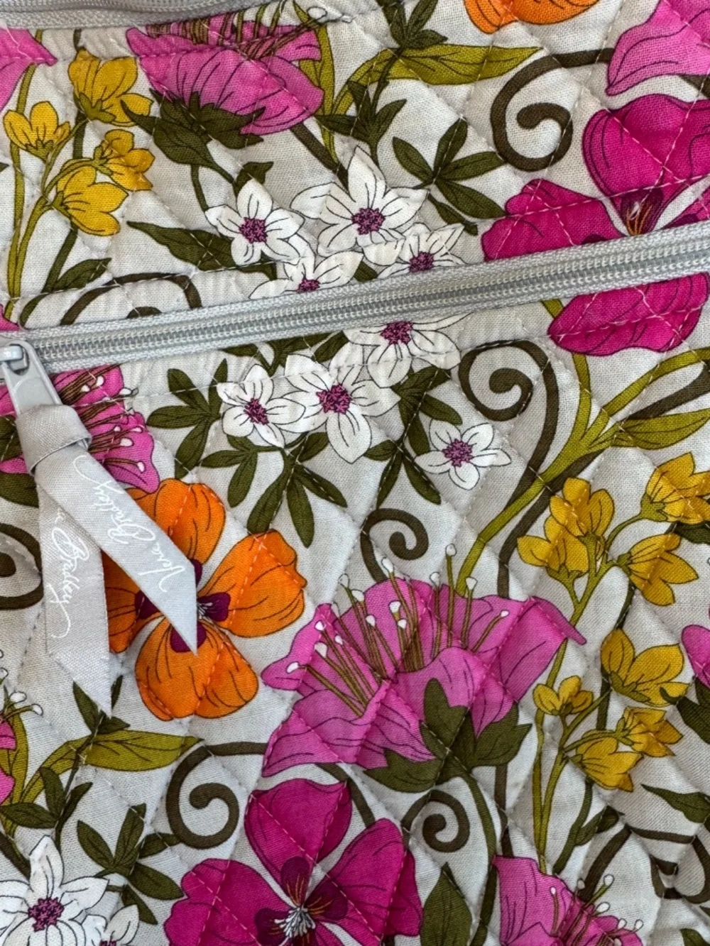 Vera Bradley Tea Garden Crossbody Hipster Purse Pink Orange Gray Floral