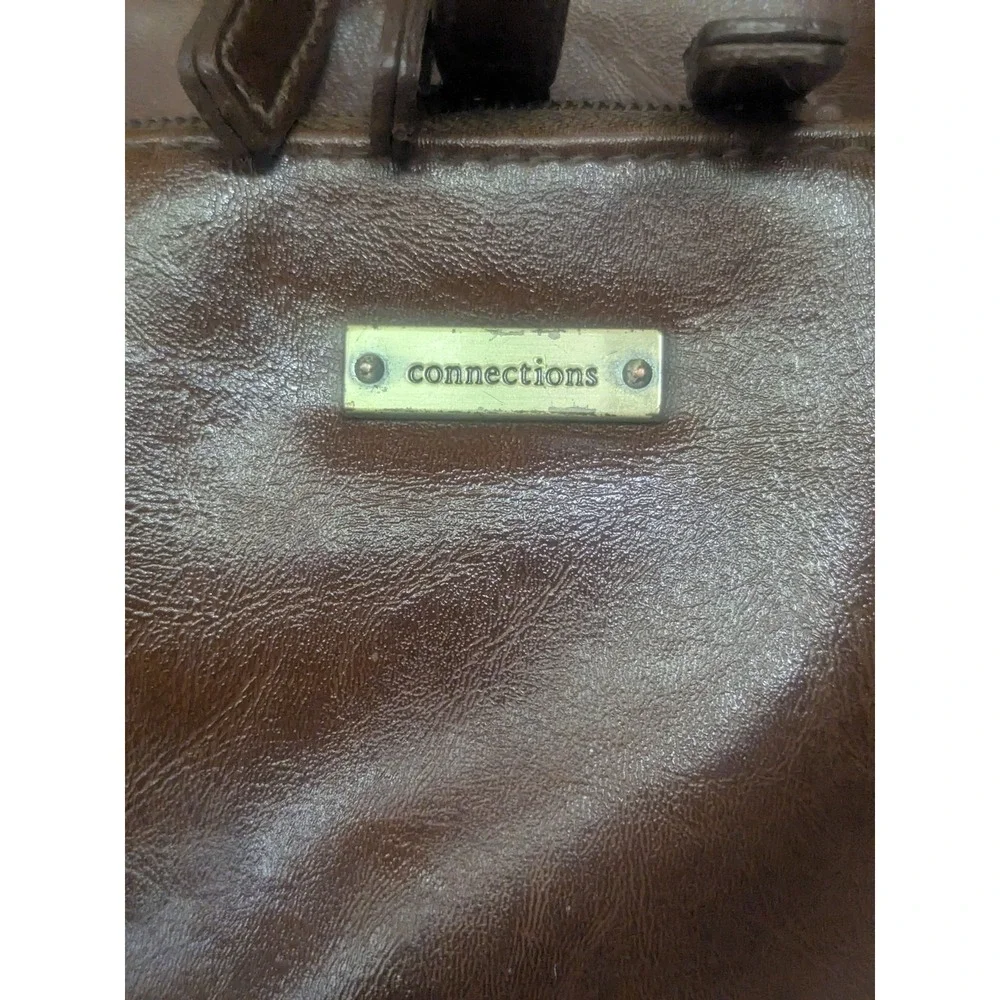 Connections Brown Faux Leather Shoulder Bag  Zip Top Handbag Brown