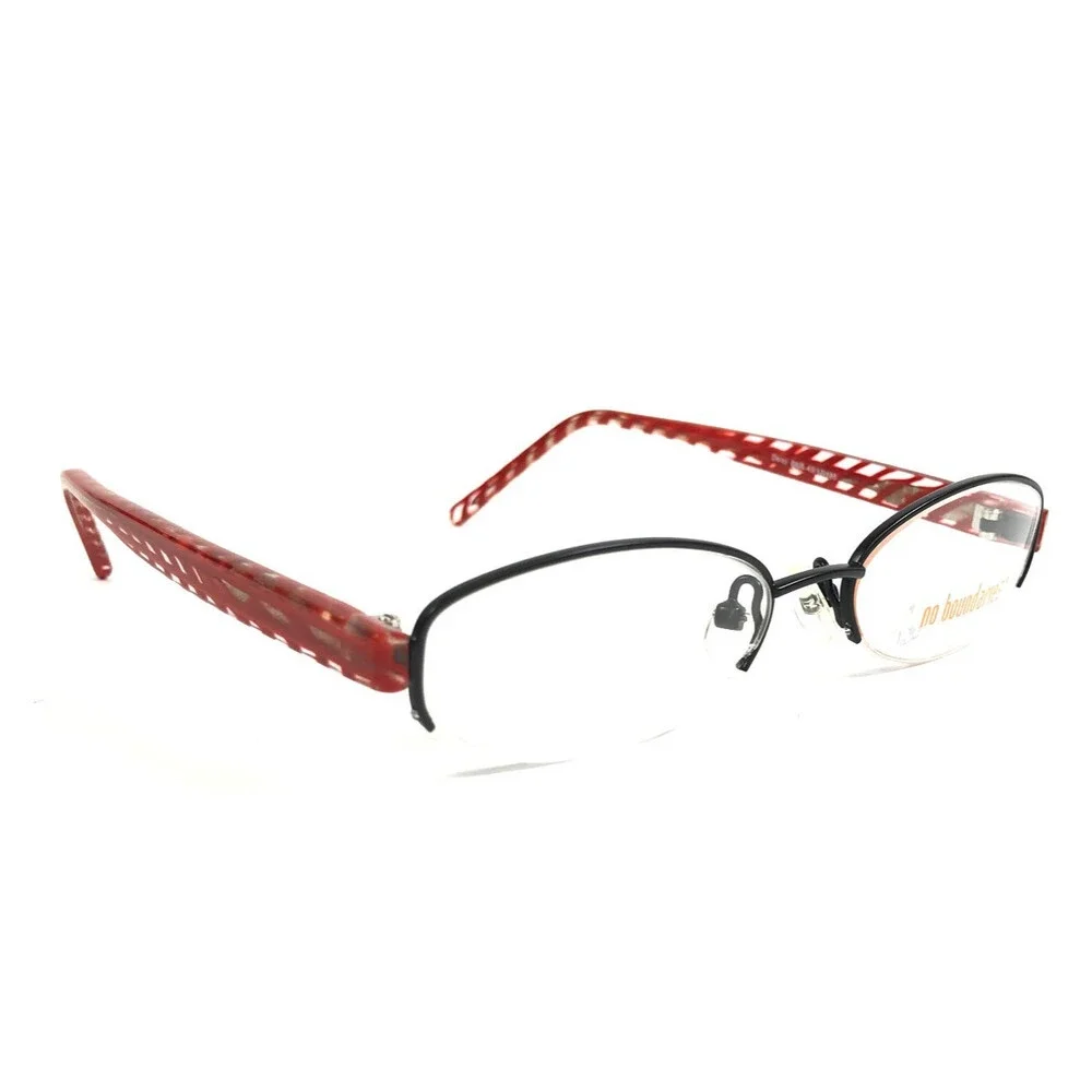 No Boundaries Petite Eyeglasses Frames Daisy BKR Black Red Oval 49-17-135