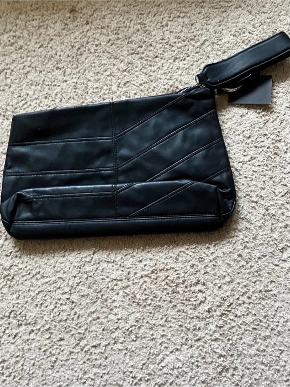 Zara Black Quilted Wristlet Cosmetic Pouch