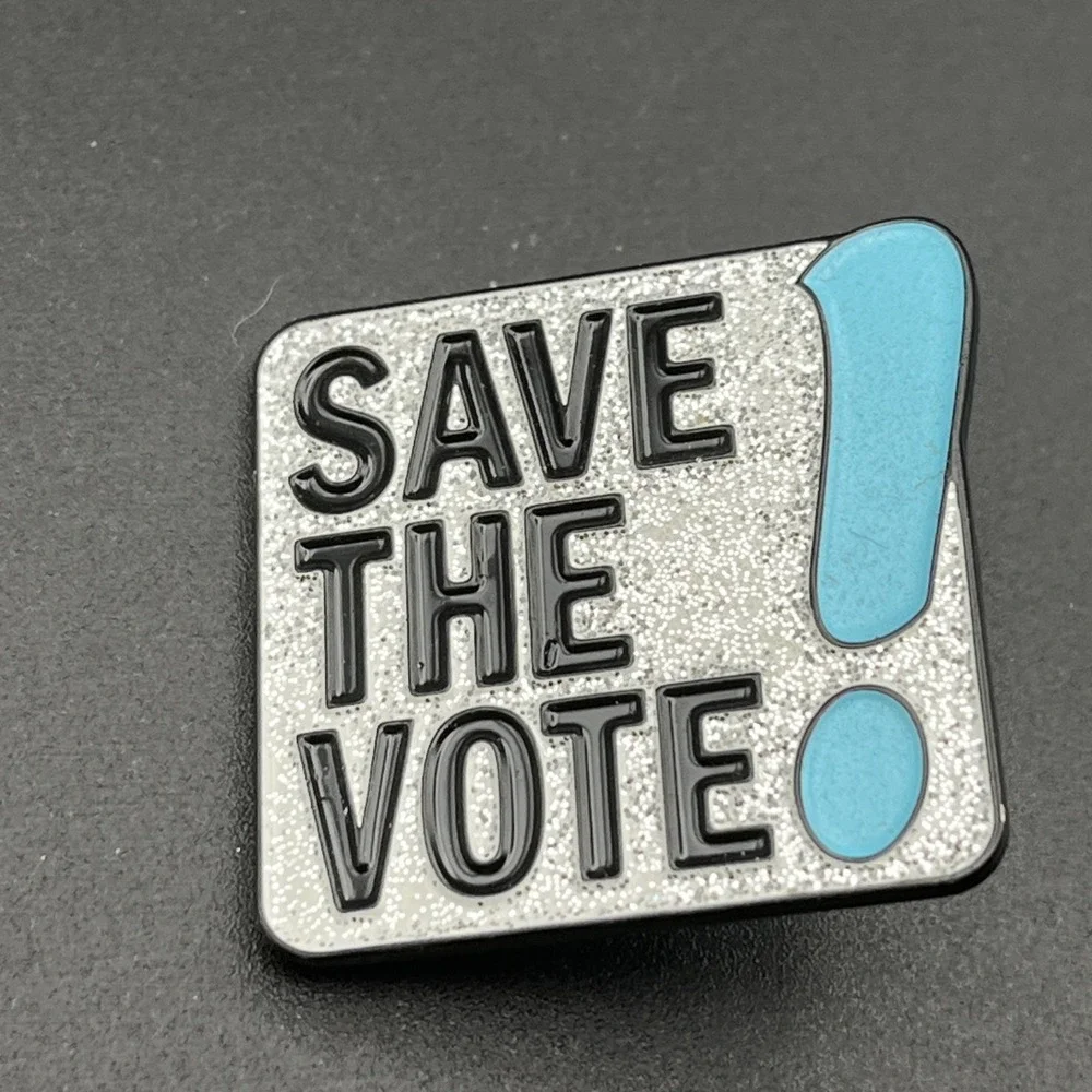 HeadCount Save The Vote Glitter Lapel Hat‎ Pin