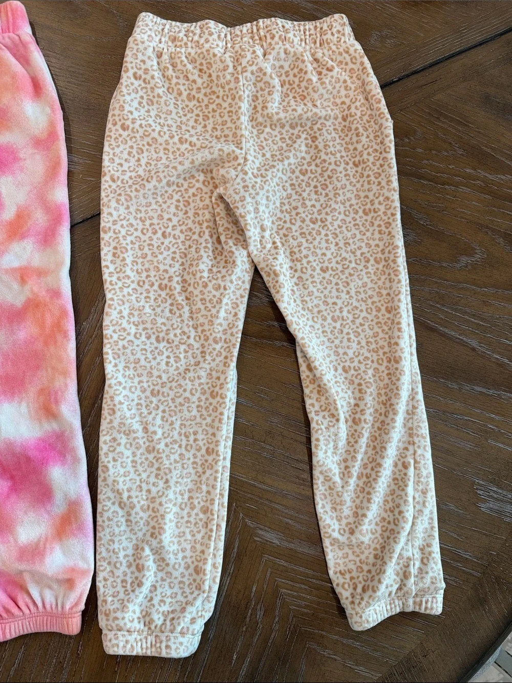 Cat & Jack Pink Tie-Dye and Cream Leopard Ruffle Pajama Set Duo