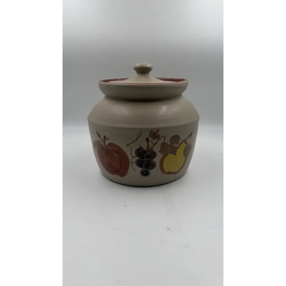 Vintage Chatham Pottery Unmarked Fruit Motif Pottery Cookie Jar