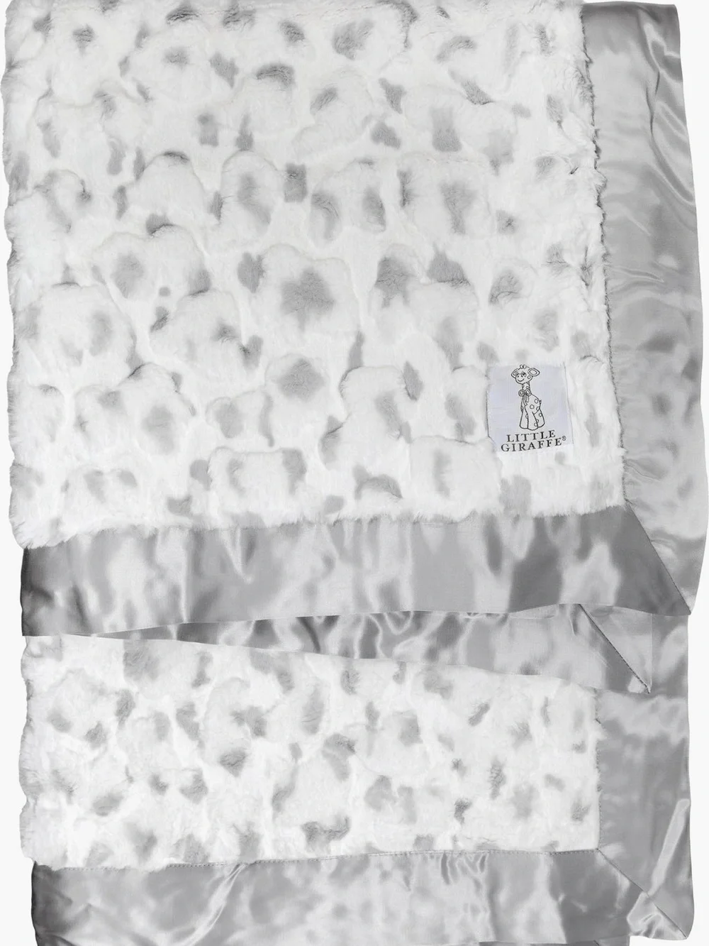 Little Giraffe White and Silver Plush Baby Throw