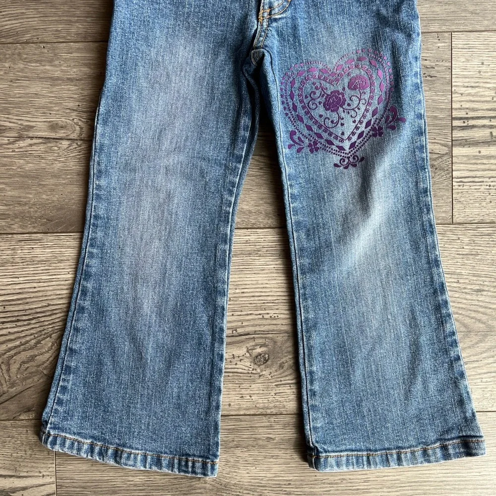 The Children’s Place Toddler Girl Bootcut Medium Wash Denim Jeans Glitter Heart