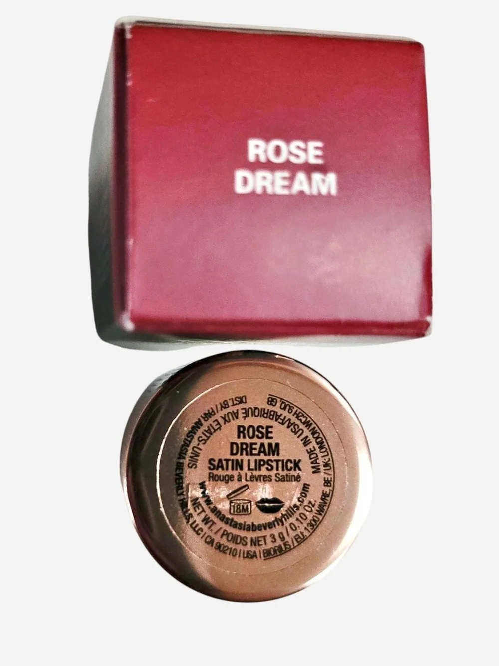 Anastasia Beverly Hills Satin Lipstick — Rose Gold Metallic Tube