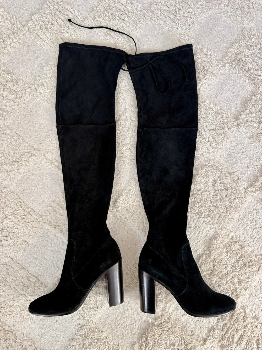 FRYE Black Over-the-Knee Thigh High Heeled Suede Boots