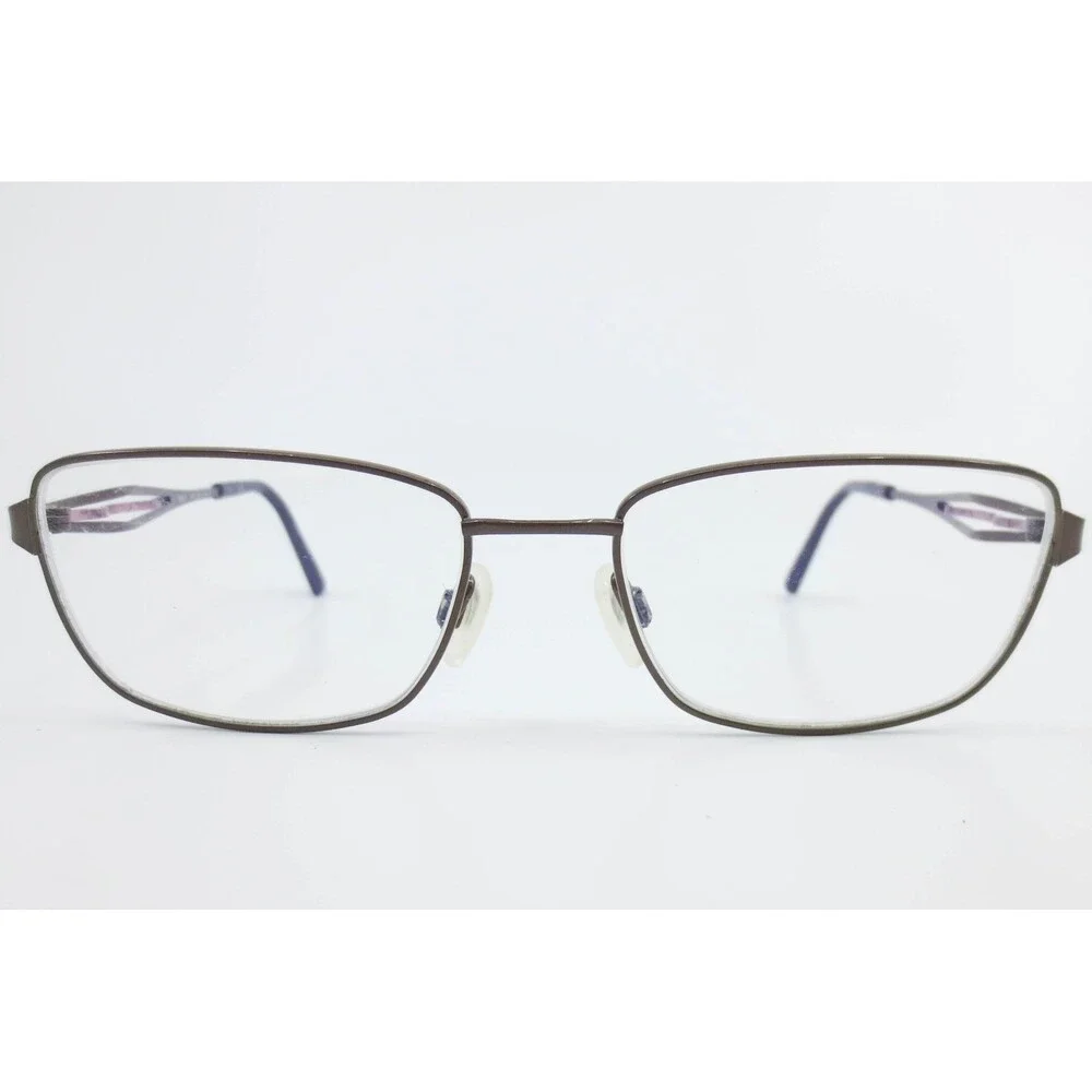 Flexon Jean 210 Brown Rectangle Eyeglasses Frames 53-17-140 Memory Metal Bridge