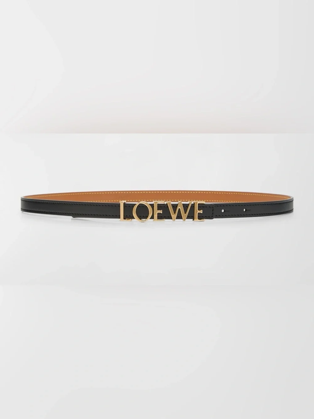 Loewe Skinny Belt with Gold Logo Buckle